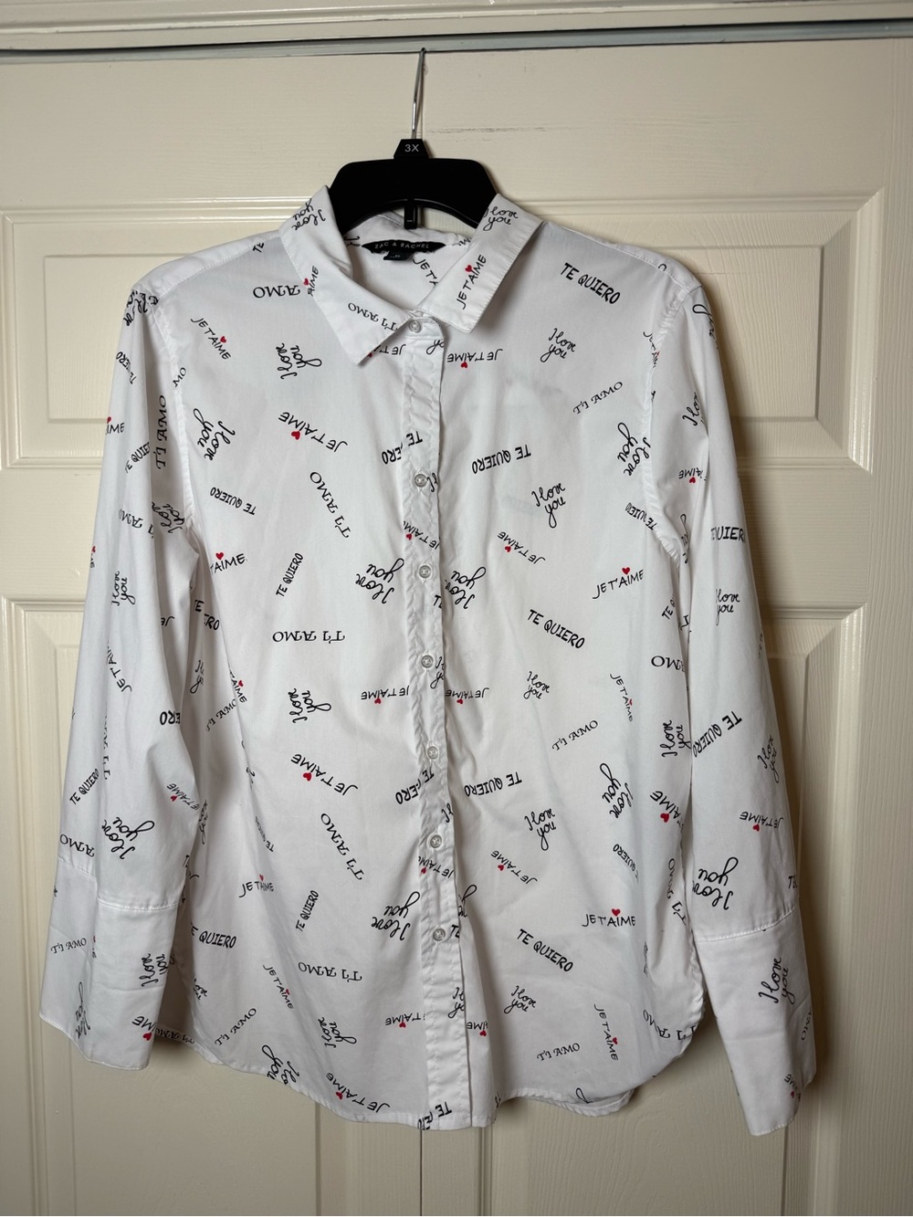 Zac & Rachel I Love You Button Down Long Sleeve Top